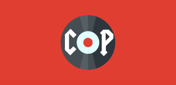 A CD with the letters CP surrounding it with a red background