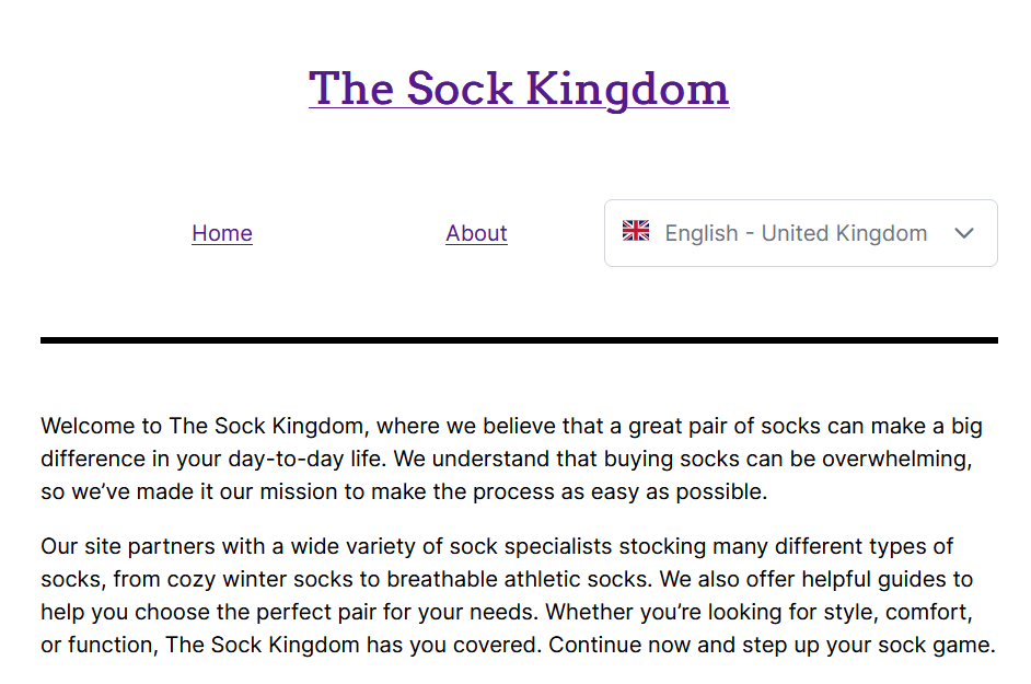 The Sock Kingdom Website