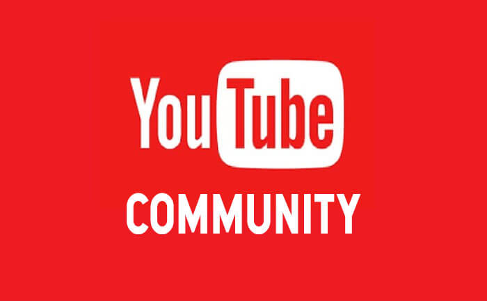 Red background with the words YouTube Community